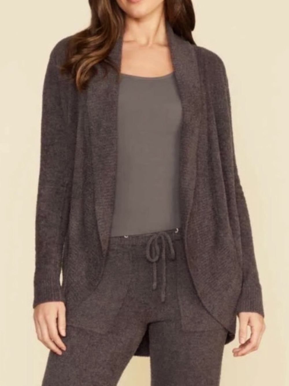 Barefoot Dreams in chocolate brown Cozy Open-Front Women's Cardigan Sweater